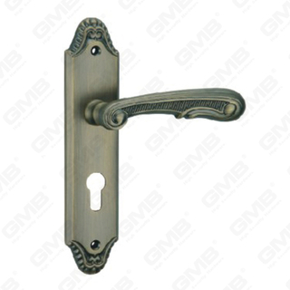 Door Handle Pull Wooden Door Hardware Handle Lock Door Handle on Plate for Mortise Lockset by Zinc Alloy or Steel Door Plate Handle (ZM405103-DAB)