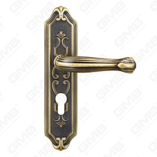 Brass Handles Wooden Door Hardware Handle Lock Door Handle on Plate for Mortise Lockset (B-PM8577M-CF)