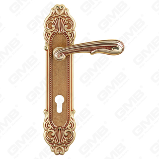 Brass Handles Wooden Door Hardware Handle Lock Door Handle on Plate for Mortise Lockset (B-PM9080L-OG)