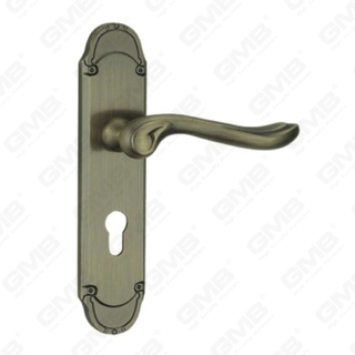 Door Handle Pull Wooden Door Hardware Handle Lock Door Handle on Plate for Mortise Lockset by Zinc Alloy or Steel Door Plate Handle (ZM585100-DAB)