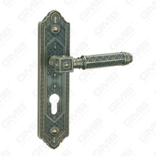 Door Handle Pull Wooden Door Hardware Handle Lock Door Handle on Plate for Mortise Lockset by Zinc Alloy or Steel Door Plate Handle (ZM463102-DAB)